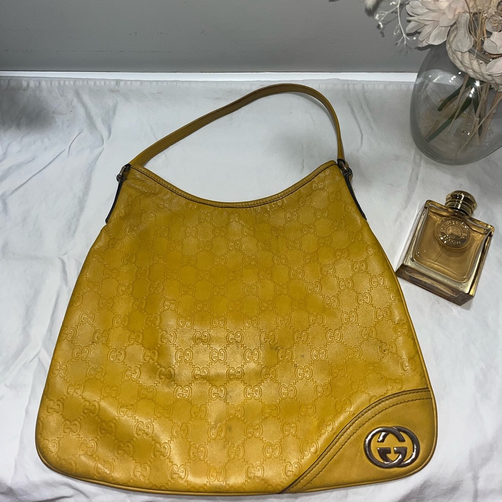 Gucci Yellow Guccissima Leather Medium Britt Hobo - Picture 9 of 9